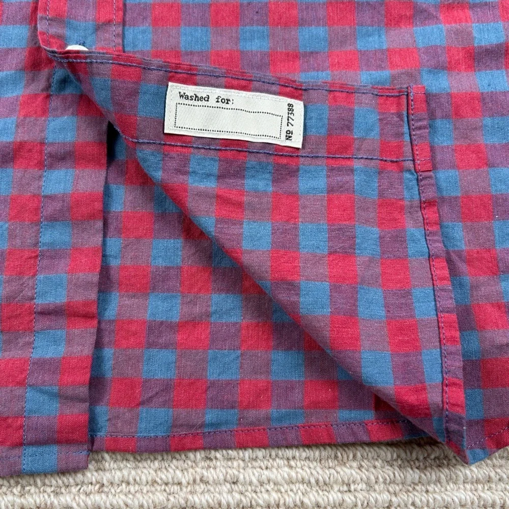 J. Crew Button Down Shirt Mens M Red Blue Gingham Secret Wash Preppy Classic New